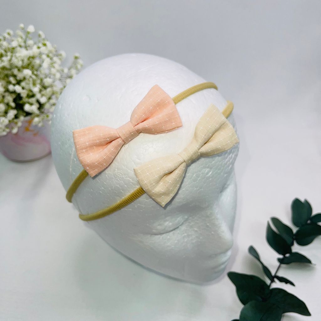 Twin Pack linen Apricot/nude headband