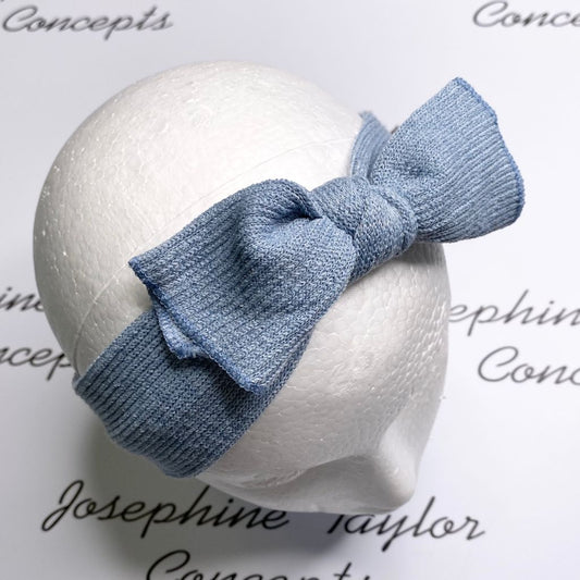 Baby blue plush knitted headband