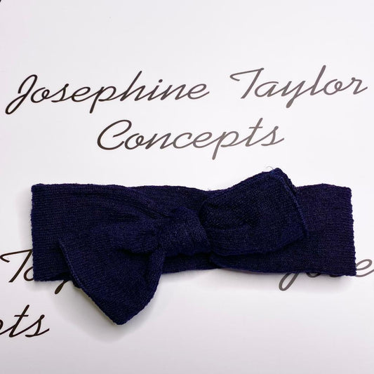 Midnight blue plush knitted headband