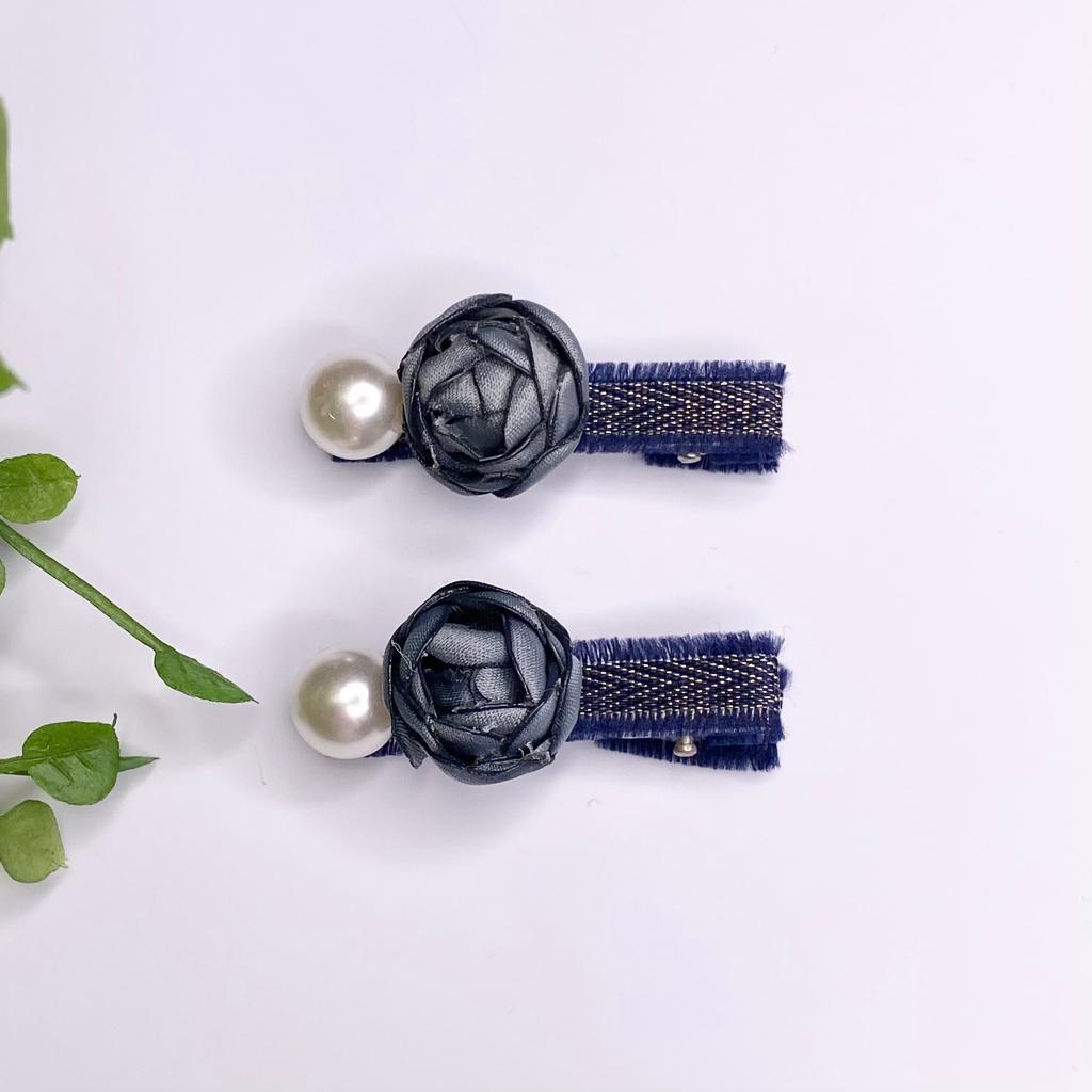 Mini navy blue baby handmade hair clip