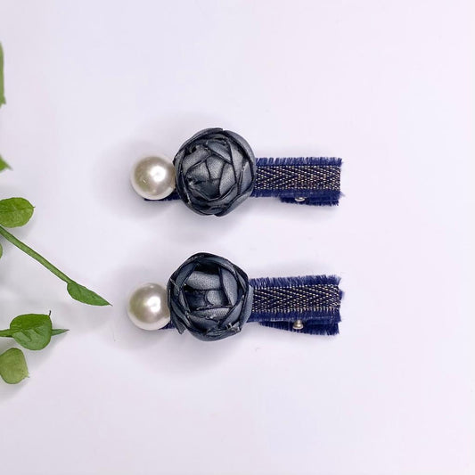 Mini navy blue baby handmade hair clip