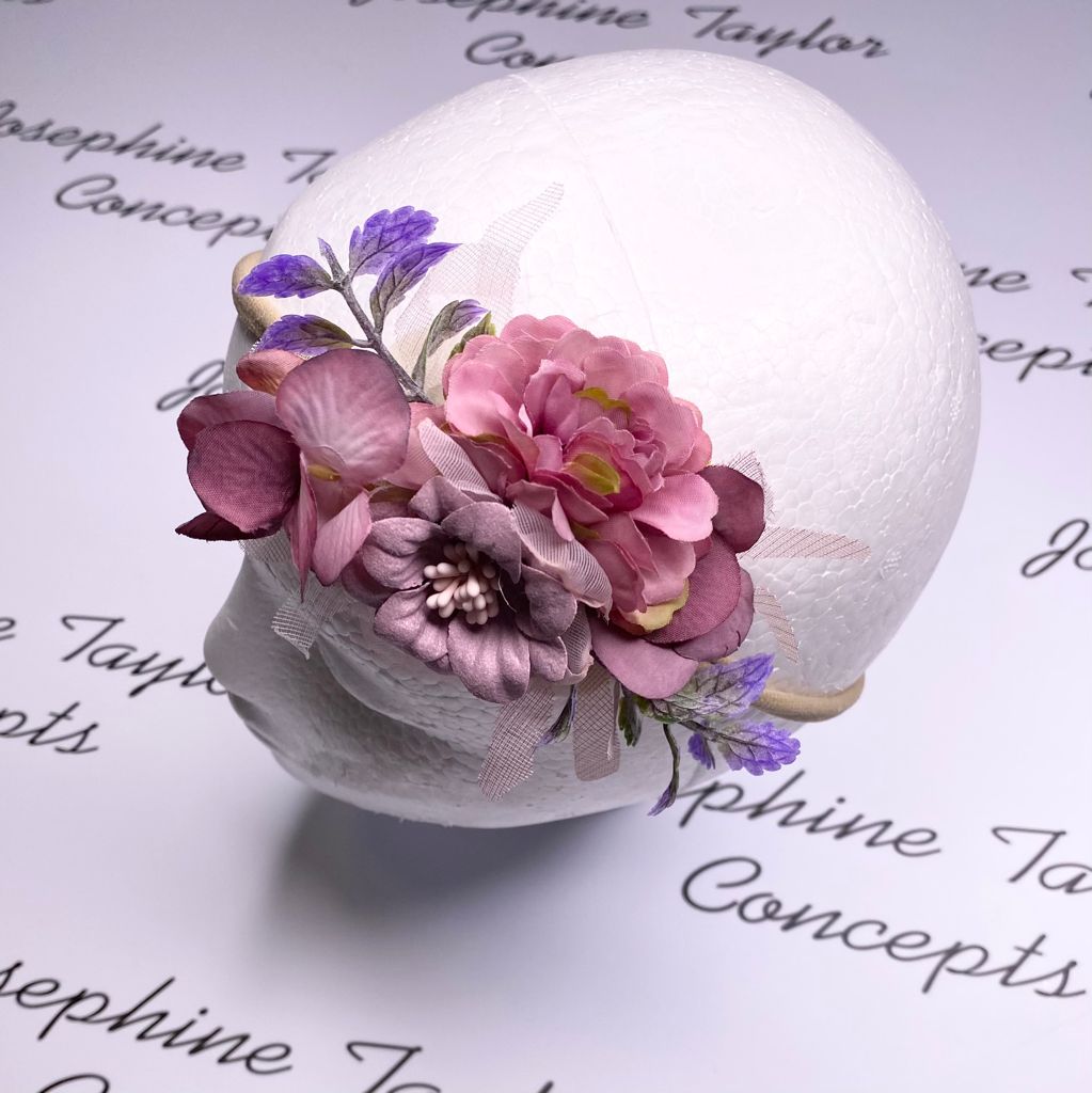 Vintage violet floral headband