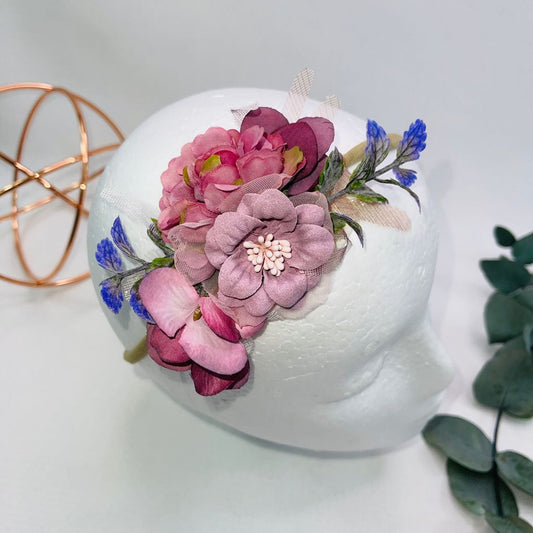 Vintage violet floral headband