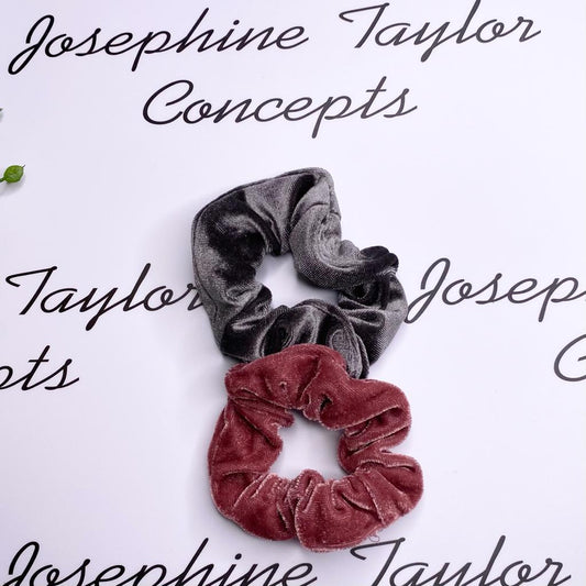 Twin pack slate & metallic wine scunchies