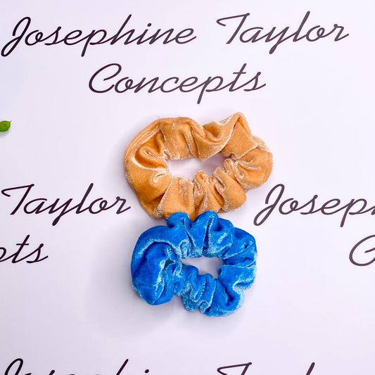 Twin pack peach & sky blue scrunchies