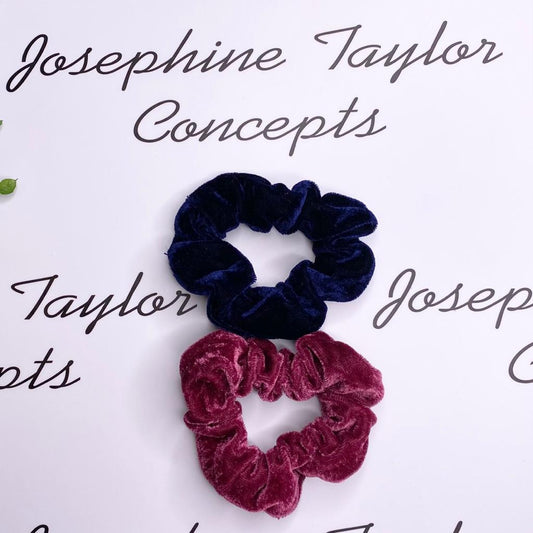 Twin pack sapphire blue & ruby scrunchies