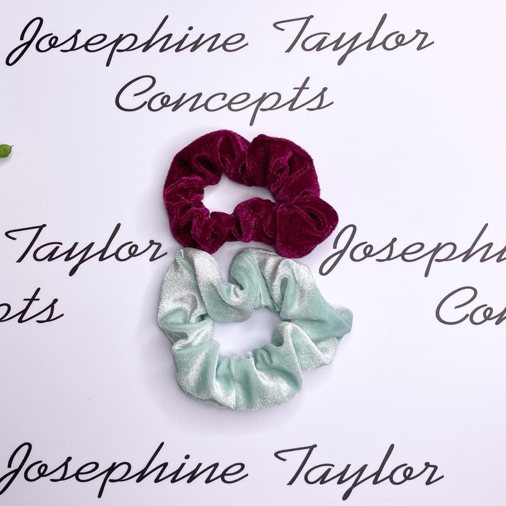 Twin pack jade green & magenta scrunchies
