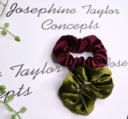 Twin pack khaki green & maroon scrunchies
