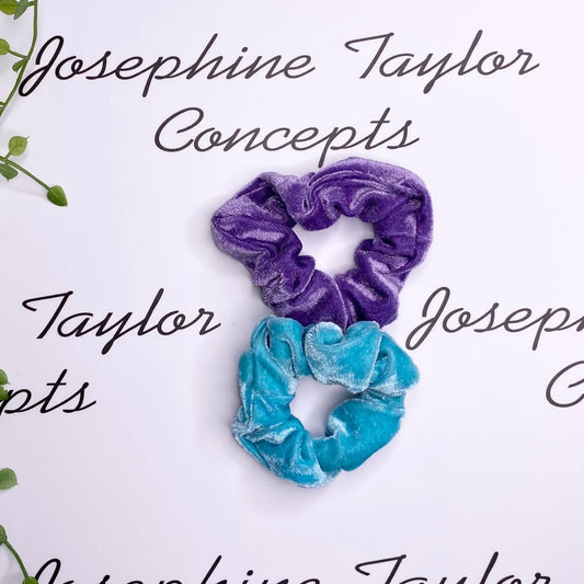 Twin light purple & aqua scrunchies