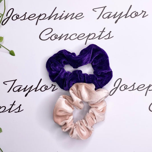 Twin pack blush & violet scrunchies