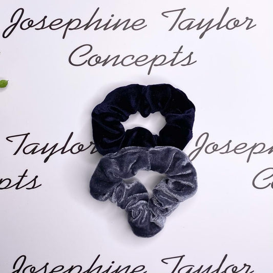 Twin pack black & pewter scrunchies