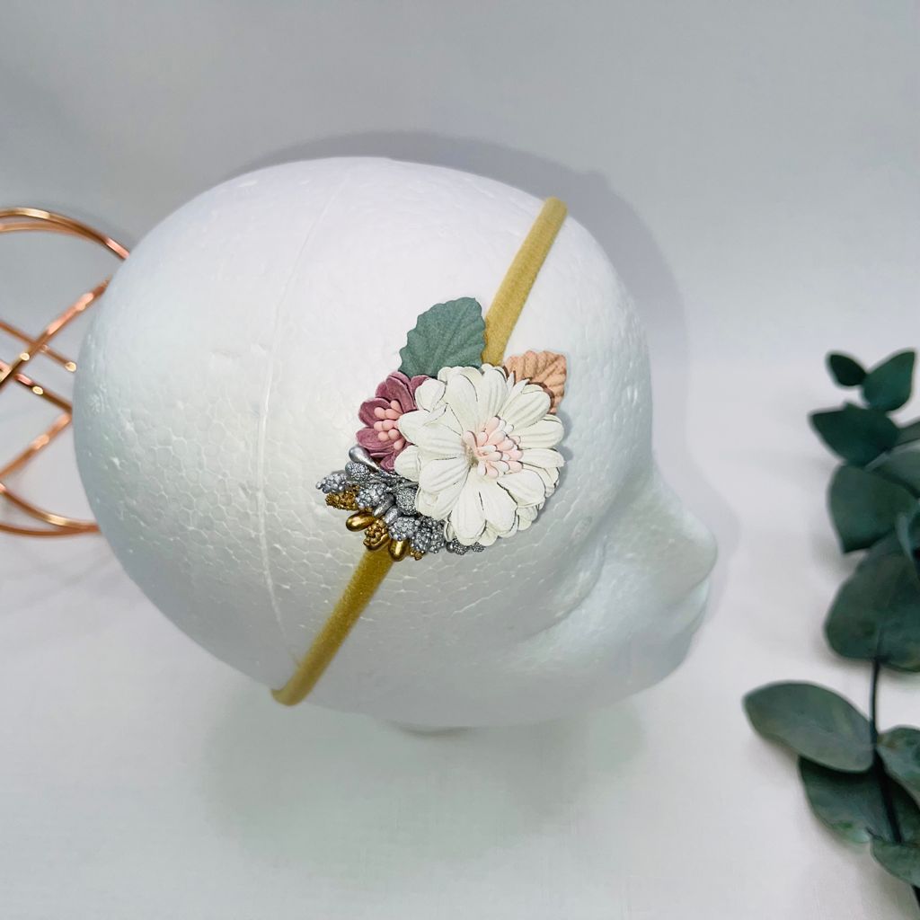 White floral pearl headband