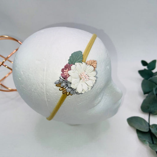White floral pearl headband
