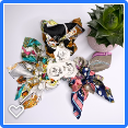 Twin pack black & terracotta pearl scrunchies
