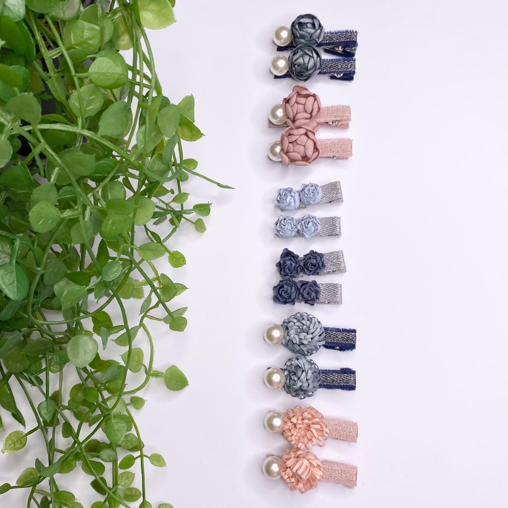 Mini navy blue baby handmade hair clip