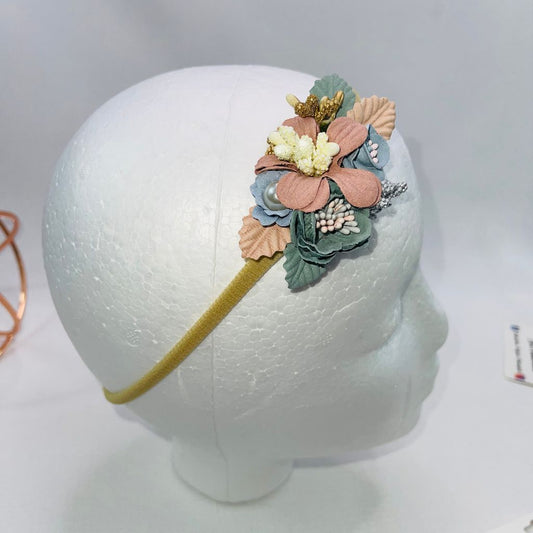 Blue floral with pearl headband