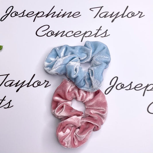 Twin pack pastel blue and pastel pink scrunchies