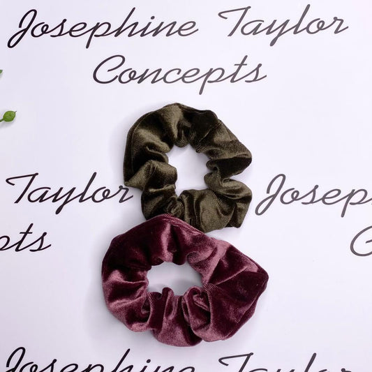 Twin pack merlot & olive scrunchies