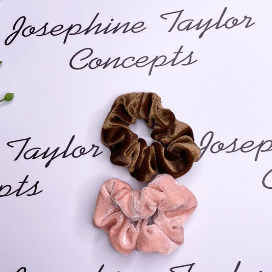 Twin pack nude pink & brown scrunchies