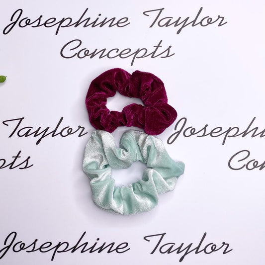 Twin pack jade green & magenta scrunchies